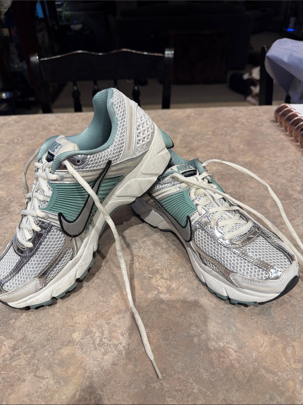 Nike Women's White and Teal Running Sneakers - worn only a few times